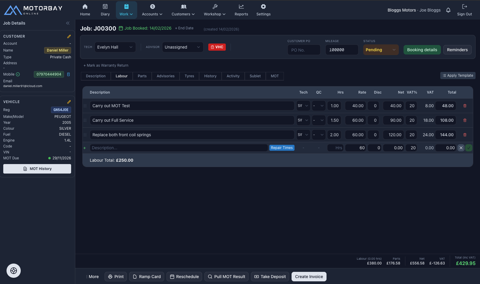 Digital job sheets feature screenshot